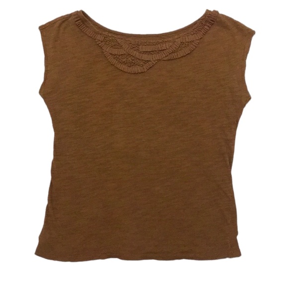 LOFT | Tan/Brown Cotton Tee - Picture 1 of 5